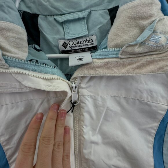 Columbia Jacket Girls Medium 10-12 White Blue Full Zip Hooded Whirlibird Youth - Picture 8 of 16